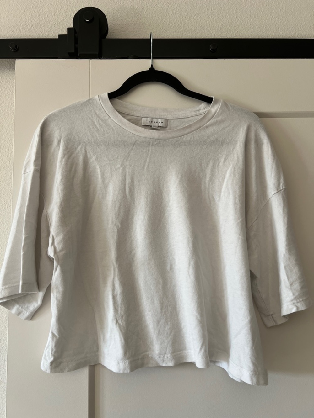 Topshop White Boxy Crewneck Short Sleeve Tee